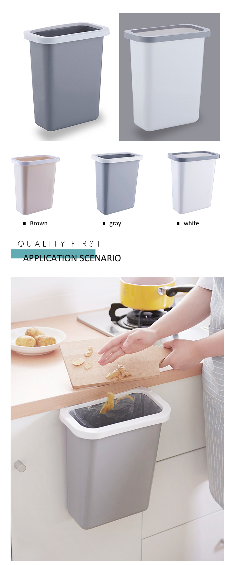 Wholesale Kitchen Hanging Plastic Garbage Can Waste Bin With