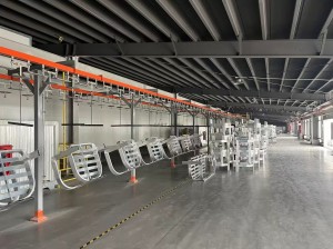 Interior Of A Modern Factory With Metal Furniture Components On Production Line