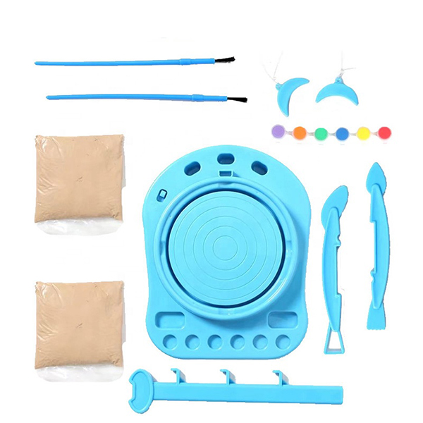 New educational parent-kid interaction DIY craft workshop electric battery operated clay pottery wheel toy with charger for kids