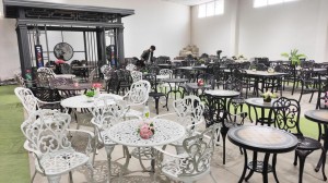 interior of a furniture store with various outdoor tables and chairs
